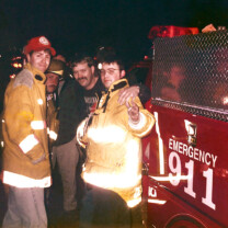 Cutting up with my brothers at the fire station